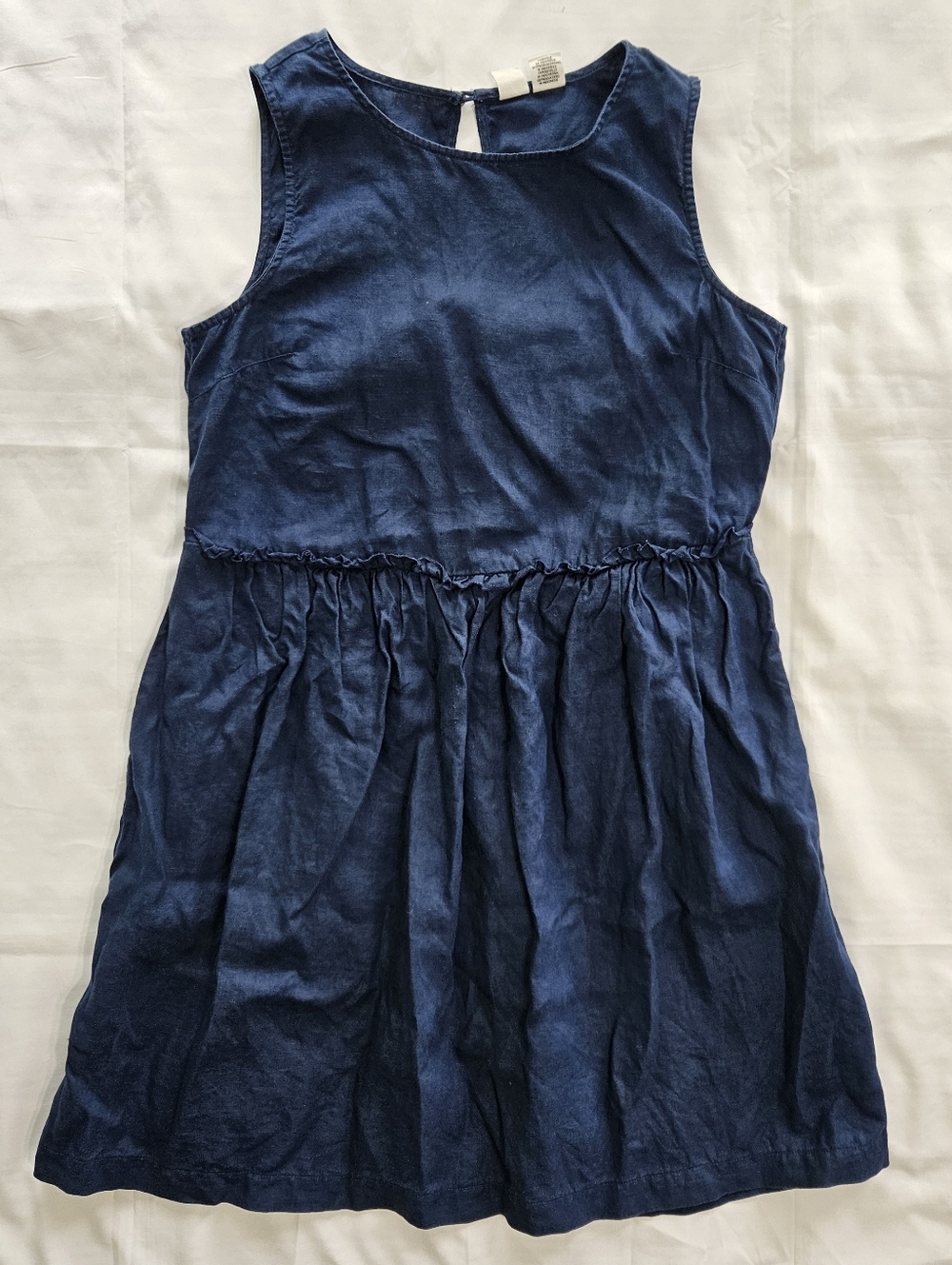 Artisan NY Womens 4 Blue Sleeveless Dress Linen Pockets Scoop Neck